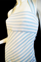 1970s Bias Cut Silk Striped Bill Blass Maxi