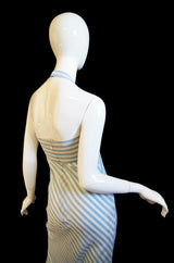 1970s Bias Cut Silk Striped Bill Blass Maxi