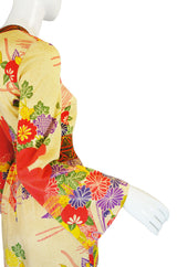 1970s Print Kimono Goldworm Knit Dress
