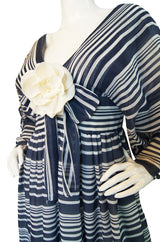 1970s Plunge Stripe Geoffrey Beene Maxi