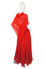 1970s Nina Ricci Chffon Silk Maxi & Wrap