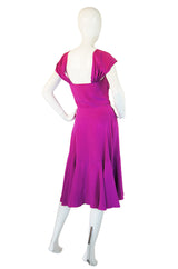 1980s Sueded Bright Pink Silk Vicky Tiel Dress