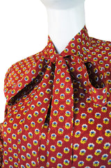 1970s Silk Floral YSL Secretary Blouse