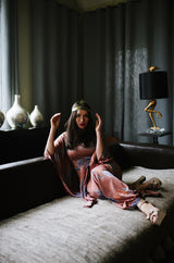 Iconic c.1972-73 Missoni Floral Print Metallic Lurex Caftan Dress