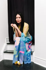 Incredible Spring 2000 Hanae Mori Silk Chiffon Pastel Butterfly Print Dress