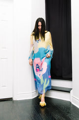 Incredible Spring 2000 Hanae Mori Silk Chiffon Pastel Butterfly Print Dress