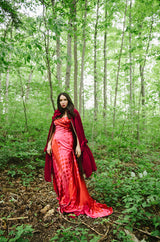 Spring 2003 Christian LaCroix Raspberry Pink & Red Silk Trained Dress