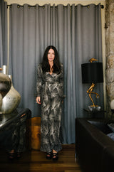 c.1976 Diane Von Furstenberg Starburst Print Plunge Wrap Jumpsuit