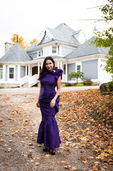 Spring 1982 Unlabeled Givenchy One Shoulder Purple Silk Dress