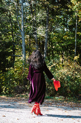 1970s Halston Rich Purple Velvet Deep Plunge Dress