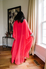 1960s Elaborate Crystal Covered Jewelled Red Caftan Dress