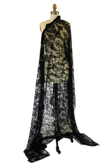 1860s Huge Chantilly Lace Black Shawl