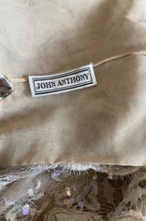 Feather Light Spring 1984 John Anthony Couture Plunging Ivory Lace Dress w Sequin Detailing