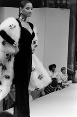 Documented Fall 1984 Christian Dior by Marc Bohan Runway Haute Couture Black Textured Velvet Dress