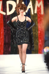 Fall 1991 Todd Oldham Glass Bead & Crystal Jewel Strap Velvet Dress