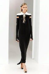 Superb Fall 2006 Chanel by Karl Lagerfeld Haute Couture Black Runway Dress w Shoulder Detailing