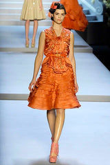 Dreamy Fall 2007 Christian Dior by John Galliano Champagne Silk Dress w Crystal Beading Detail