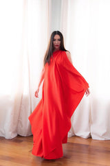 Documented 1978 Halston One Shoulder Red Draped Jersey Halston Dress