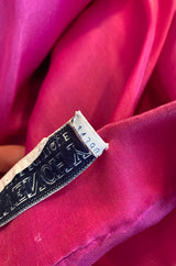 Numbered c.1979 Givenchy Vivid Pink Silk Organza Full Length Maxi Skirt