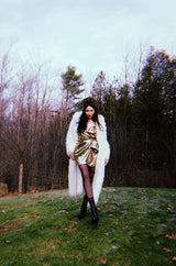 Incredible 1970s Arissa of France Ivory String 'Faux Fur' Alternative Coat