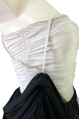 1980s Bill Blass Draped Black and White Jersey One Shoulder Dress