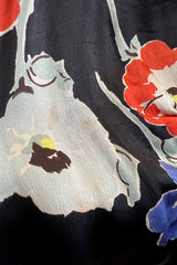 Beautiful 1930s Bias Cut Heavy Silk Satin Floral Print Dress w Scalloped Edged Jacket