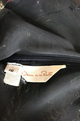 1970s Oscar De La Renta Silk & Vivid Metallic Strapless Dress