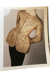Fall 1991 Bill Blass Well Documented Gold Silk Brocade Jacket & Skirt Suit