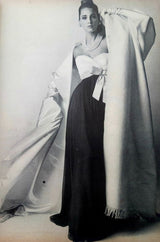 Documented 1963-64 Sarmi Ivory Silk Chiffon Dress w Strapless Natural Mink Bodice & Chocolate Silk Bow