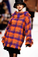 Fall 1993 Yves Saint Laurent Documented Fringed Knit Tunic Mini Dress