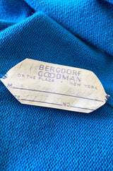 Documented Fall 1977 Halston Cashmere Sky Blue Dress w Extra Long Attached Wrap Ties