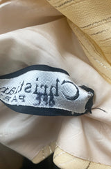 Spring 1976 Christian Dior by Marc Bohan Couture Metallic Gold Striped Silk Chiffon Dress & Jacket