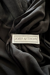 Spectacular Early 2000s John Anthony Couture Black Jersey & Mesh One Sleeve Dress