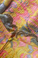 Exceptional 1968 Oscar de la Renta Documented Metallic Silk Brocade Dress w Silver Cording Detail