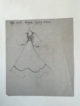 Rare 1968-71 Thea Porter Couture Unlabeled Silk Organza & Brocade Gipsy Dress w Balloon Sleeves