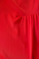 1970s John Kloss Red Nylon Jersey Asymmetrical Lingerie Dress
