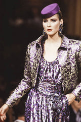 F/W 1989 Yves Saint Laurent Pink Silk Brocade Suit