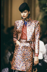 F/W 1989 Yves Saint Laurent Pink Silk Brocade Suit