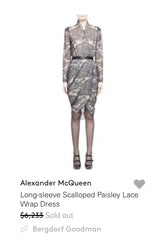 Fall 2010 Alexander McQueen Black Scalloped Lace Wrap Dress