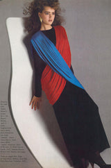 1980s OMO Norma Kamali Jersey Dramatic Sleeved Dress