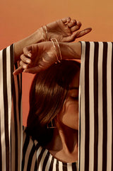 F/W 2016 Jaline "Martina" Custom Striped Silk Black and White Caftan