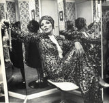 Amazing 1975 Thea Porter Printed Burnt Gold & Black Silk Velvet Caftan Dress