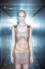 Iconic 1968 Paco Rabanne Chain Mail Dress in Silver & Gold Metal
