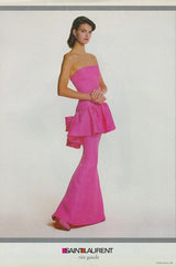 Spring 1987 Yves Saint Laurent Runway & Ad Campaign Pink Ruffle Dress