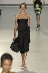 Spring 2004 Chloe By Phoebe Philo Black Slinky Nylon Jersey Runway Halter Dress