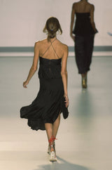 Spring 2004 Chloe By Phoebe Philo Black Slinky Nylon Jersey Runway Halter Dress