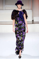 Prettiest Spring 2010 Oscar de la Renta Purple Silk Chiffon Ruffle Dress w Jewel Waistband