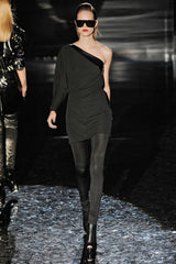 Fall 2009 Gucci by Frida Giannini Black One Shoulder Jersey & Leather Ad Campaign Dress