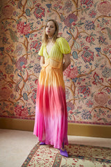 Gorgeous Spring 2018 Attico Bellisima Collection Look 5 Silk Chiffon Tropical Sunset Coloured Dress
