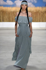 S/S 2016 Mara Hoffman Pale Green Cotton Gauze Off Shoulder Dress